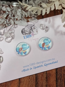 Regular SQUIRTLE Glass Dome Stud Earrings