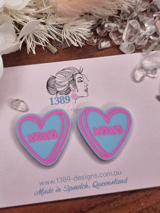 Large VALENTINE CANDY HEART Stud Earrings